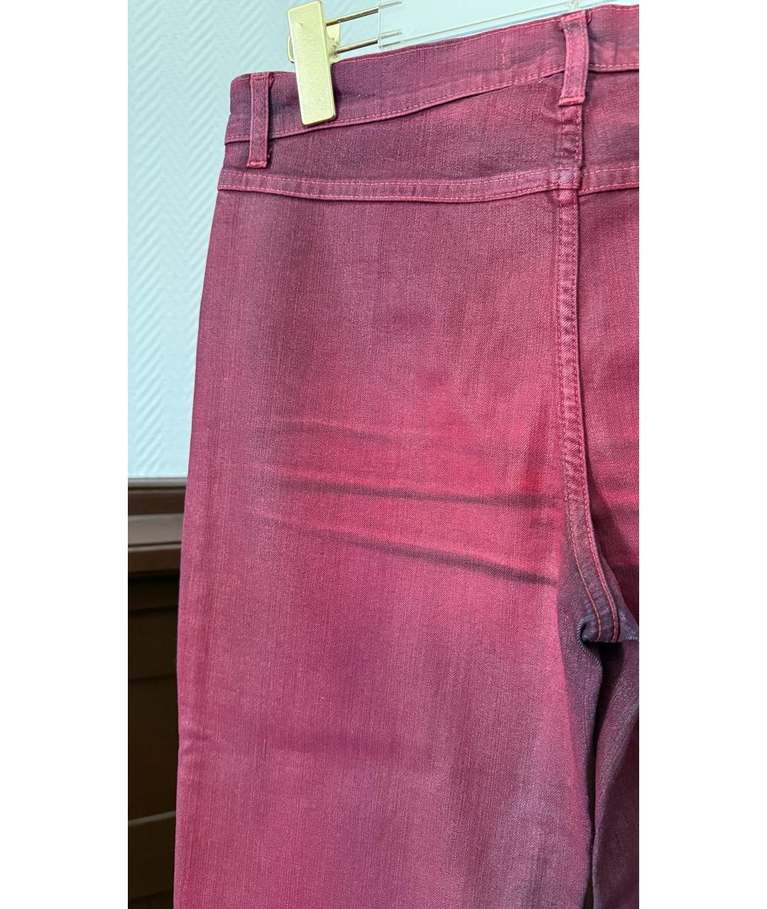 JUST CAVALLI Красные хлопковые прямые джинсы, фото 3