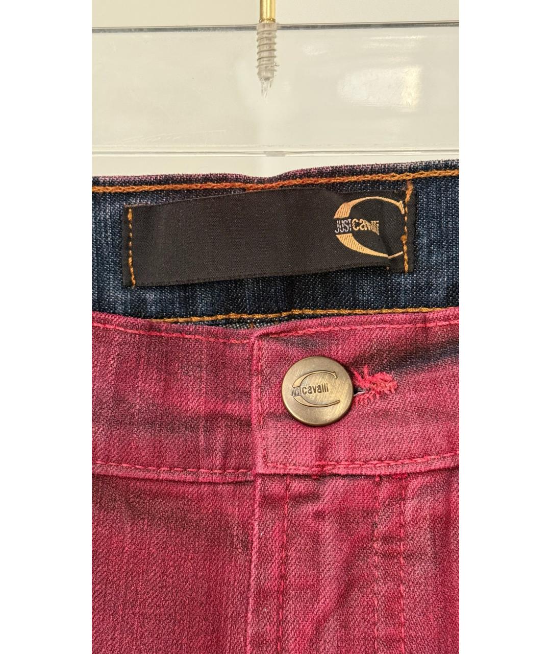 JUST CAVALLI Красные хлопковые прямые джинсы, фото 5