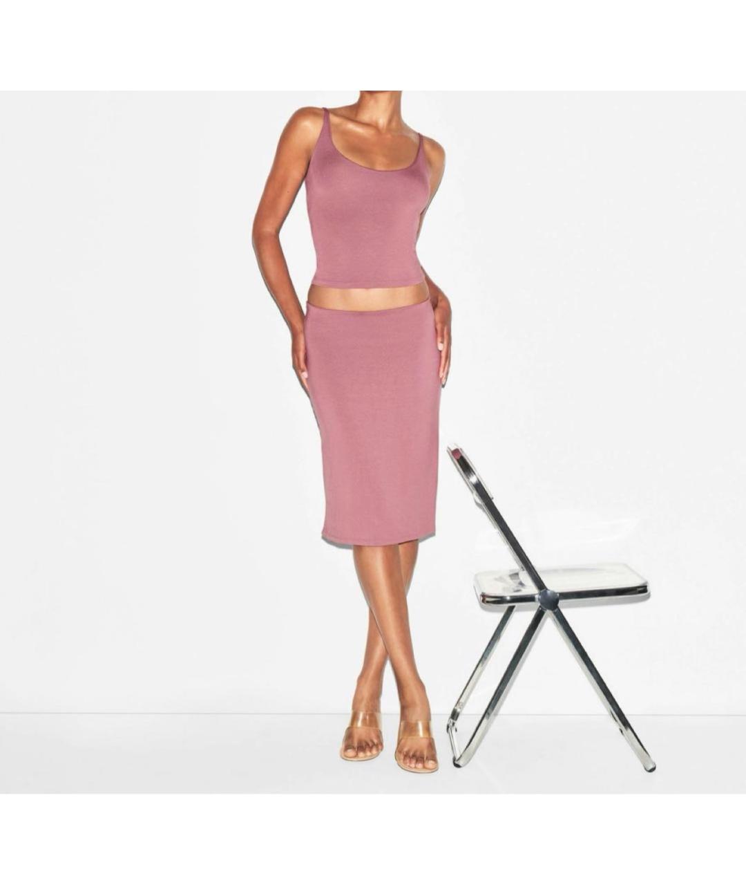 SKIMS Розовая хлопко-эластановая майка, фото 2