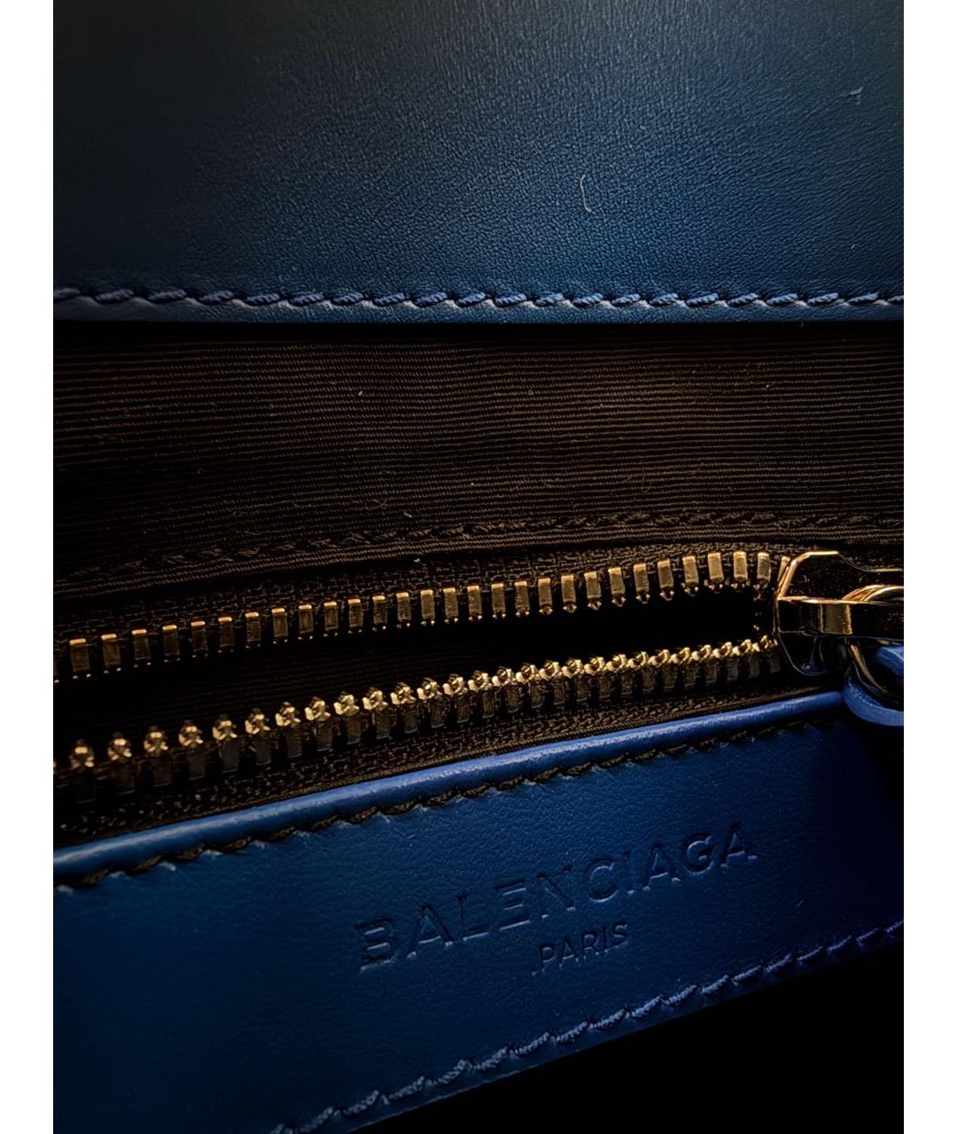 BALENCIAGA Синяя кожаная сумка тоут, фото 6