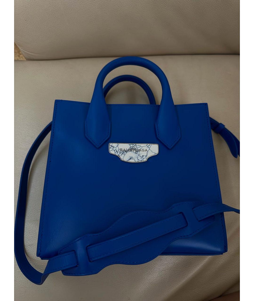 BALENCIAGA Синяя кожаная сумка тоут, фото 7