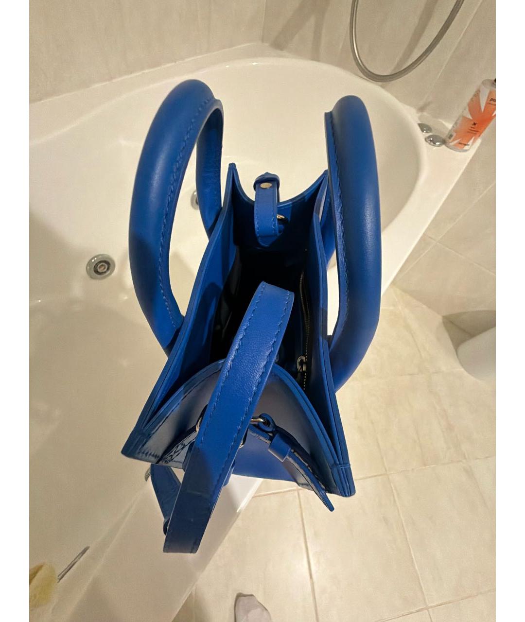 BALENCIAGA Синяя кожаная сумка тоут, фото 4