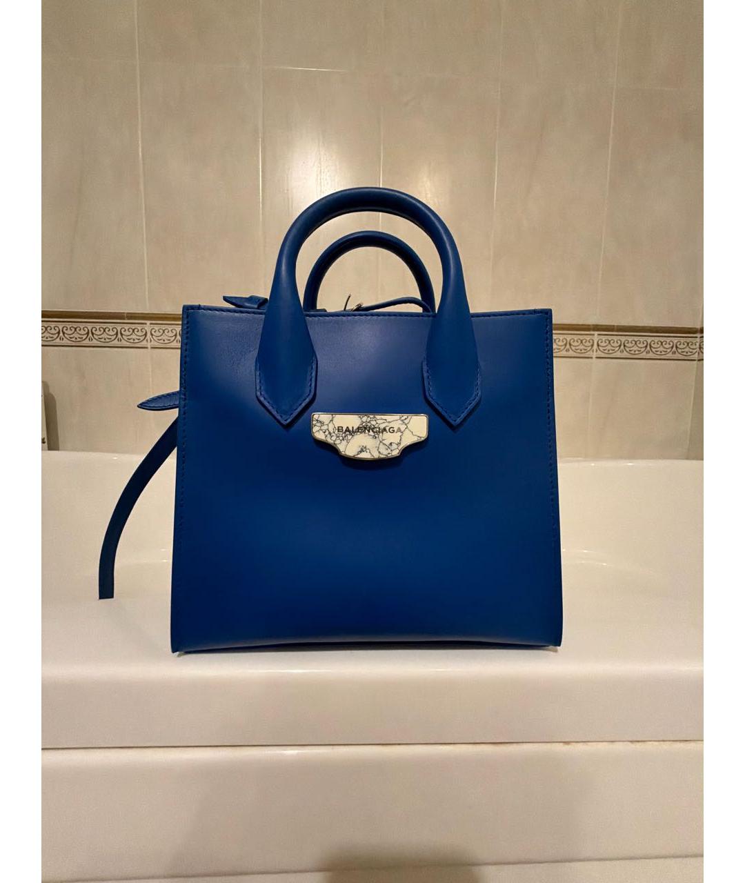 BALENCIAGA Синяя кожаная сумка тоут, фото 9