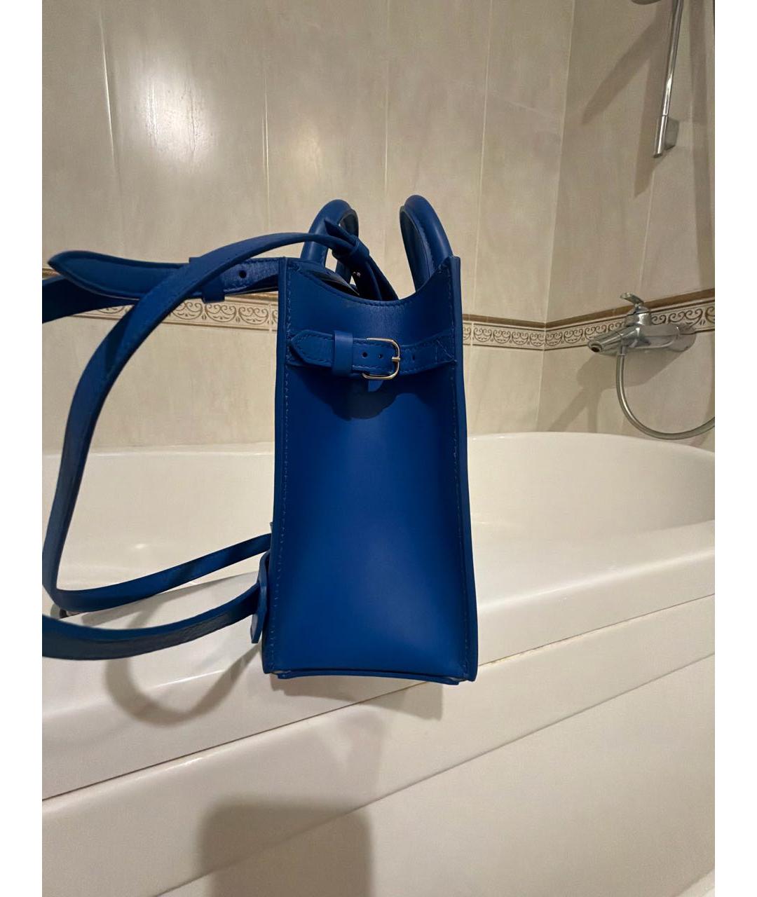 BALENCIAGA Синяя кожаная сумка тоут, фото 2