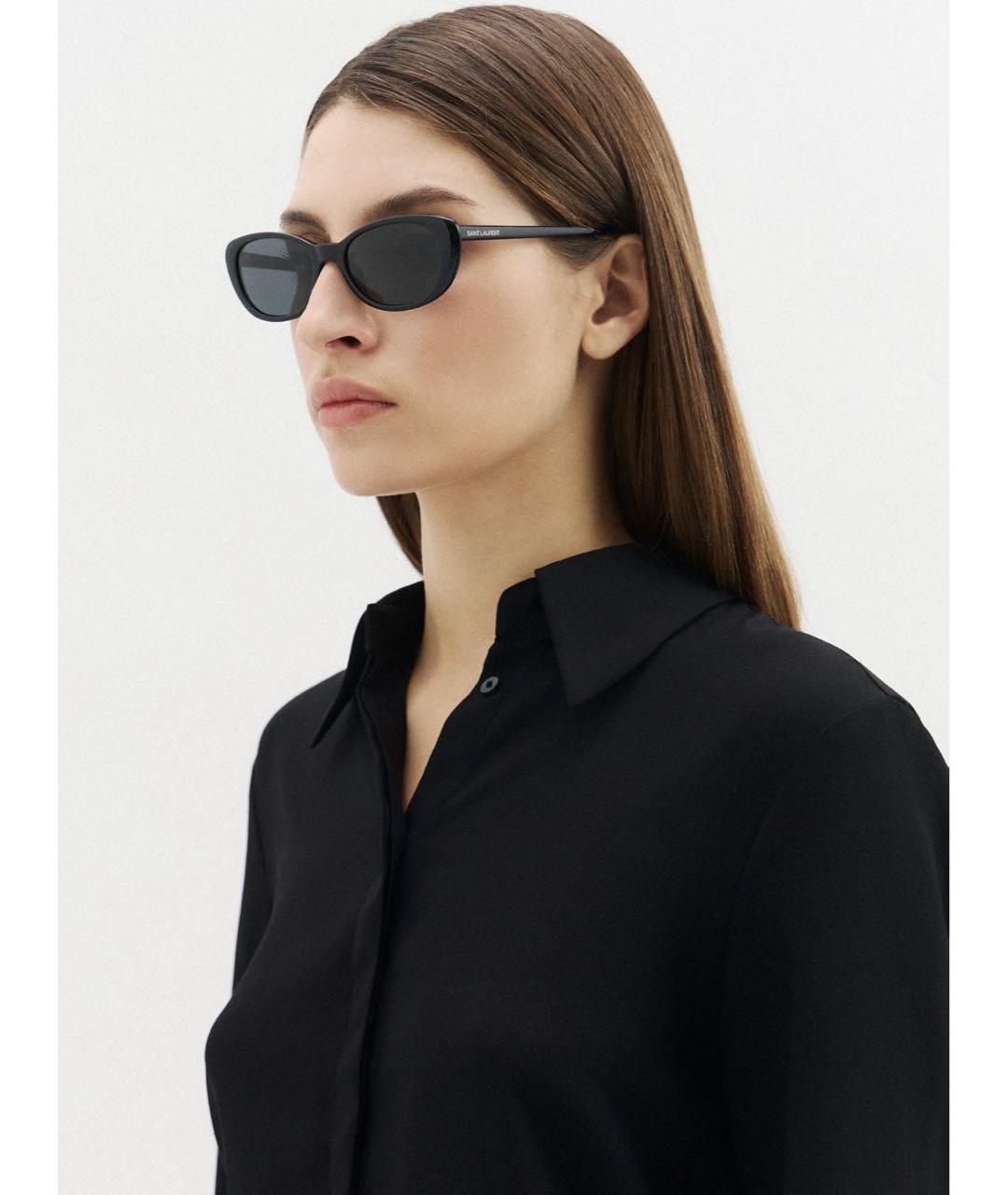 SAINT LAURENT Черные пластиковые солнцезащитные очки, фото 6