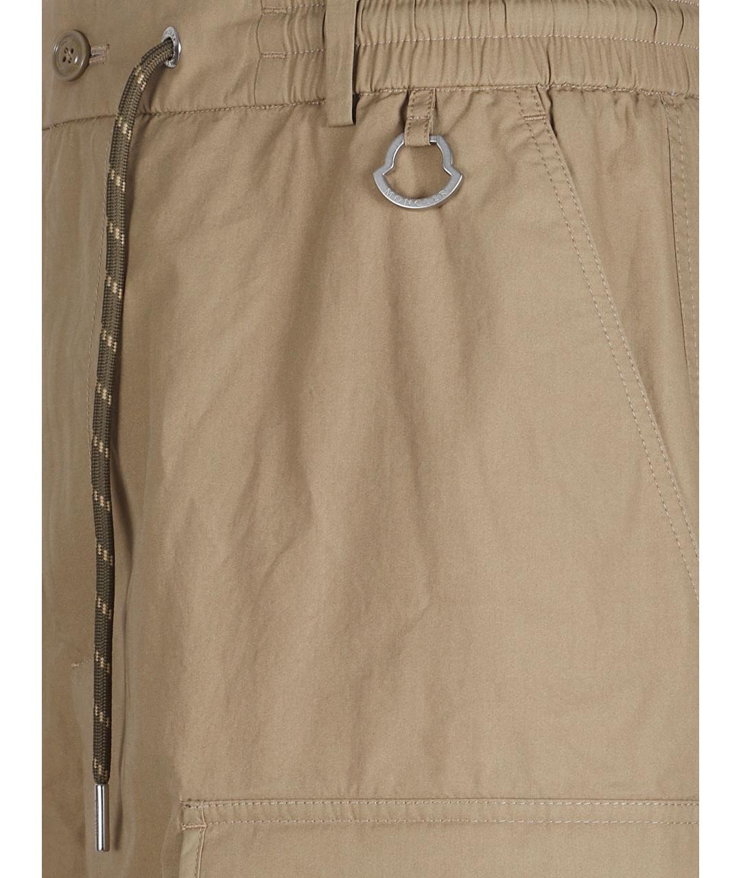 MONCLER Коричневые хлопковые шорты, фото 2