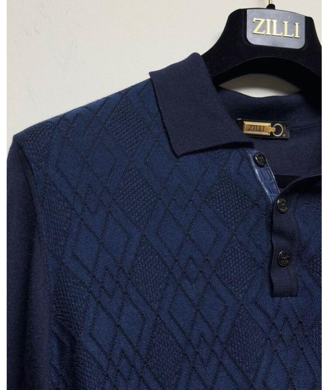 ZILLI Синее поло с длинным рукавом, фото 3