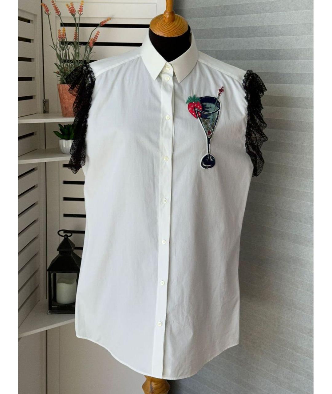 DOLCE&GABBANA Белая хлопко-эластановая блузы, фото 2