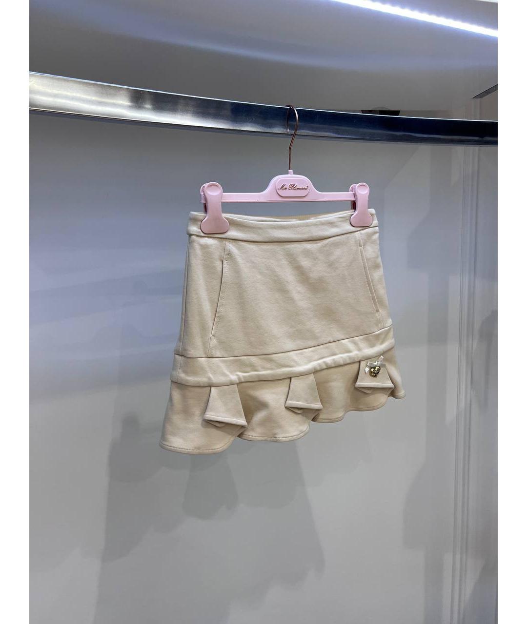 MISS BLUMARINE Бежевая хлопковая юбка, фото 2