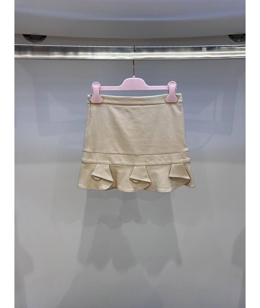 MISS BLUMARINE Бежевая хлопковая юбка, фото 3