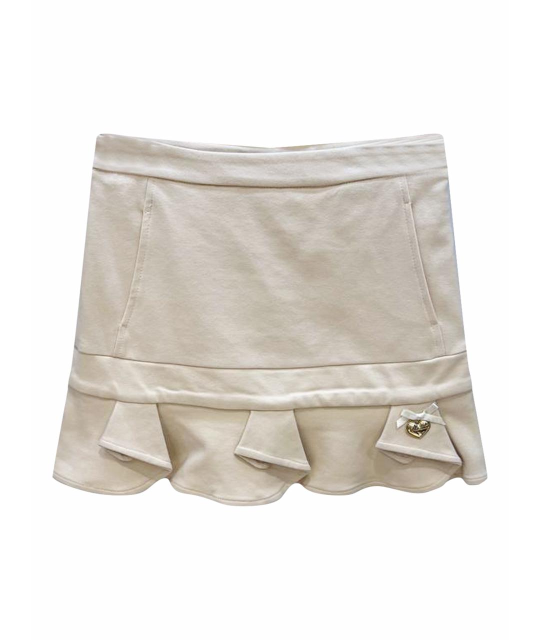 MISS BLUMARINE Бежевая хлопковая юбка, фото 1