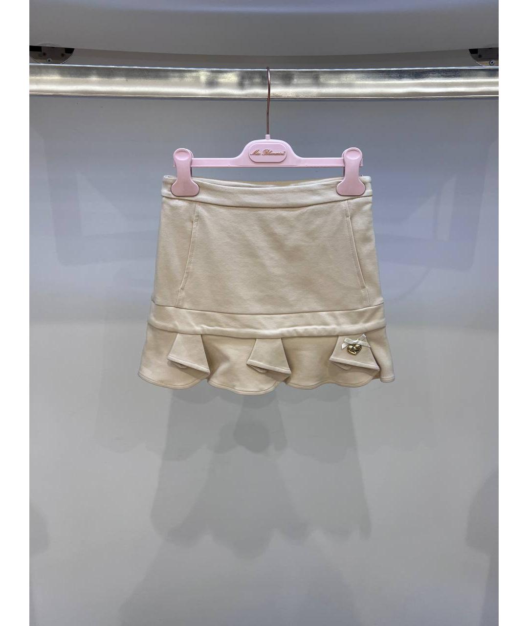 MISS BLUMARINE Бежевая хлопковая юбка, фото 4