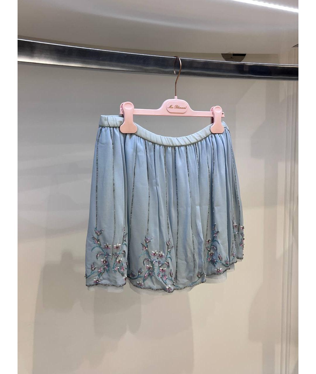 MISS BLUMARINE Голубая вискозная юбка, фото 2