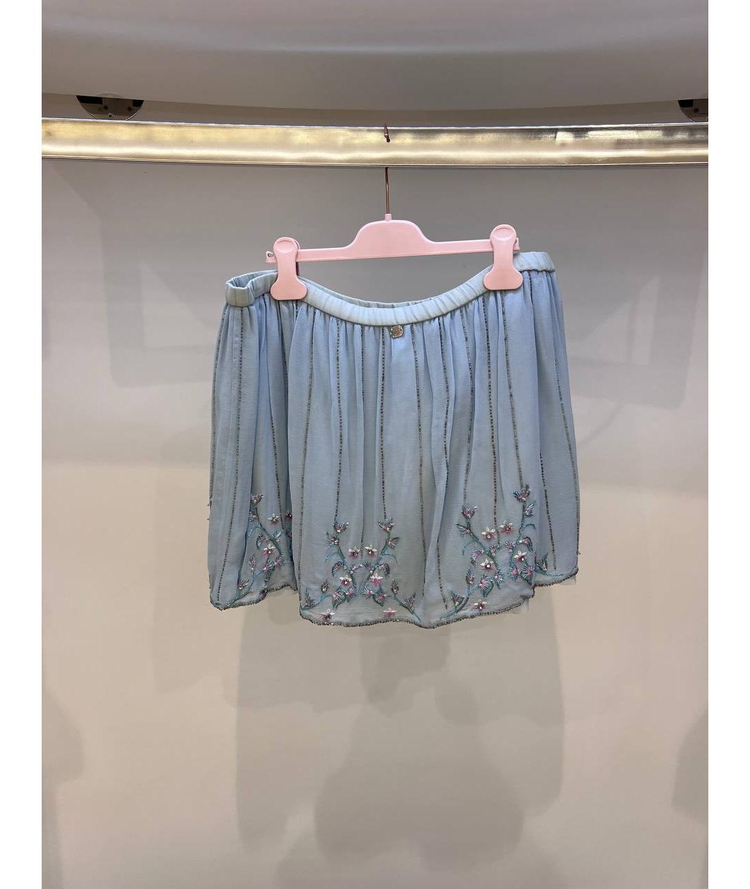 MISS BLUMARINE Голубая вискозная юбка, фото 3