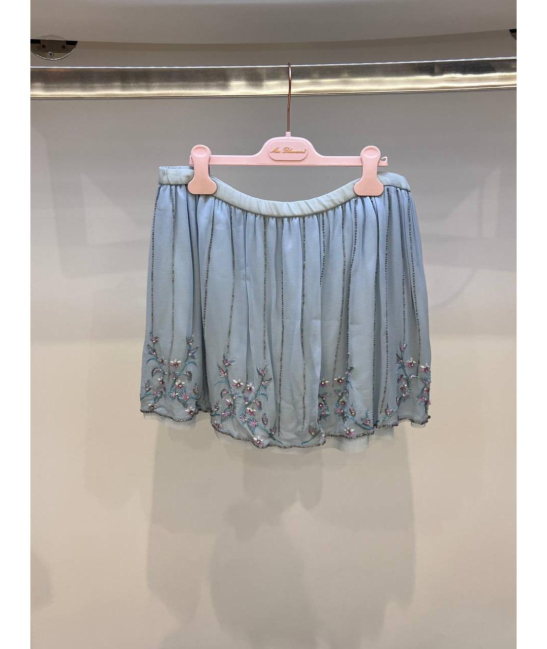 MISS BLUMARINE Голубая вискозная юбка, фото 4