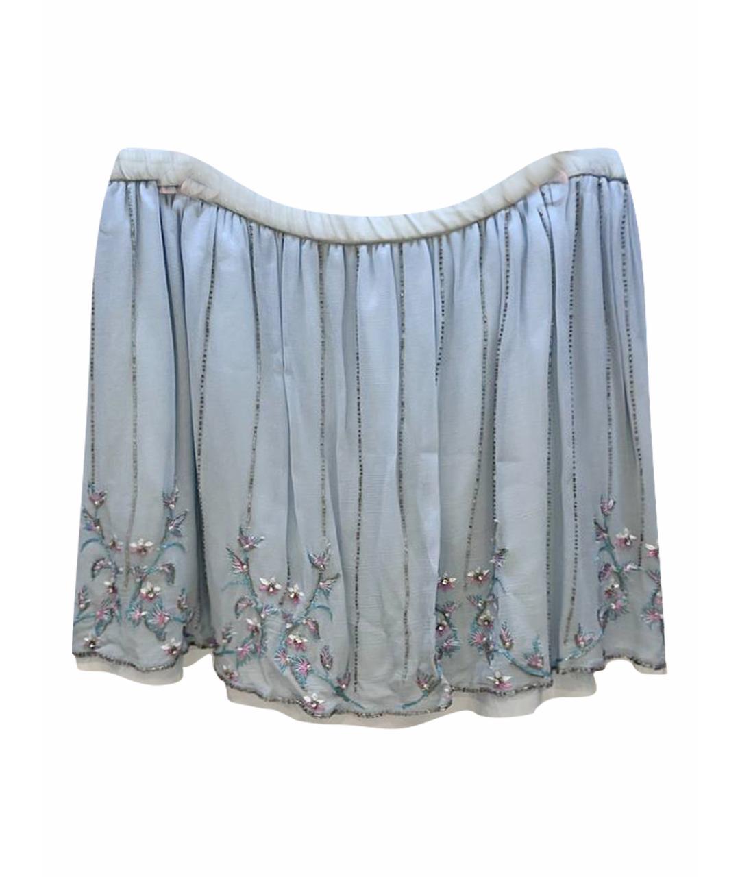 MISS BLUMARINE Голубая вискозная юбка, фото 1