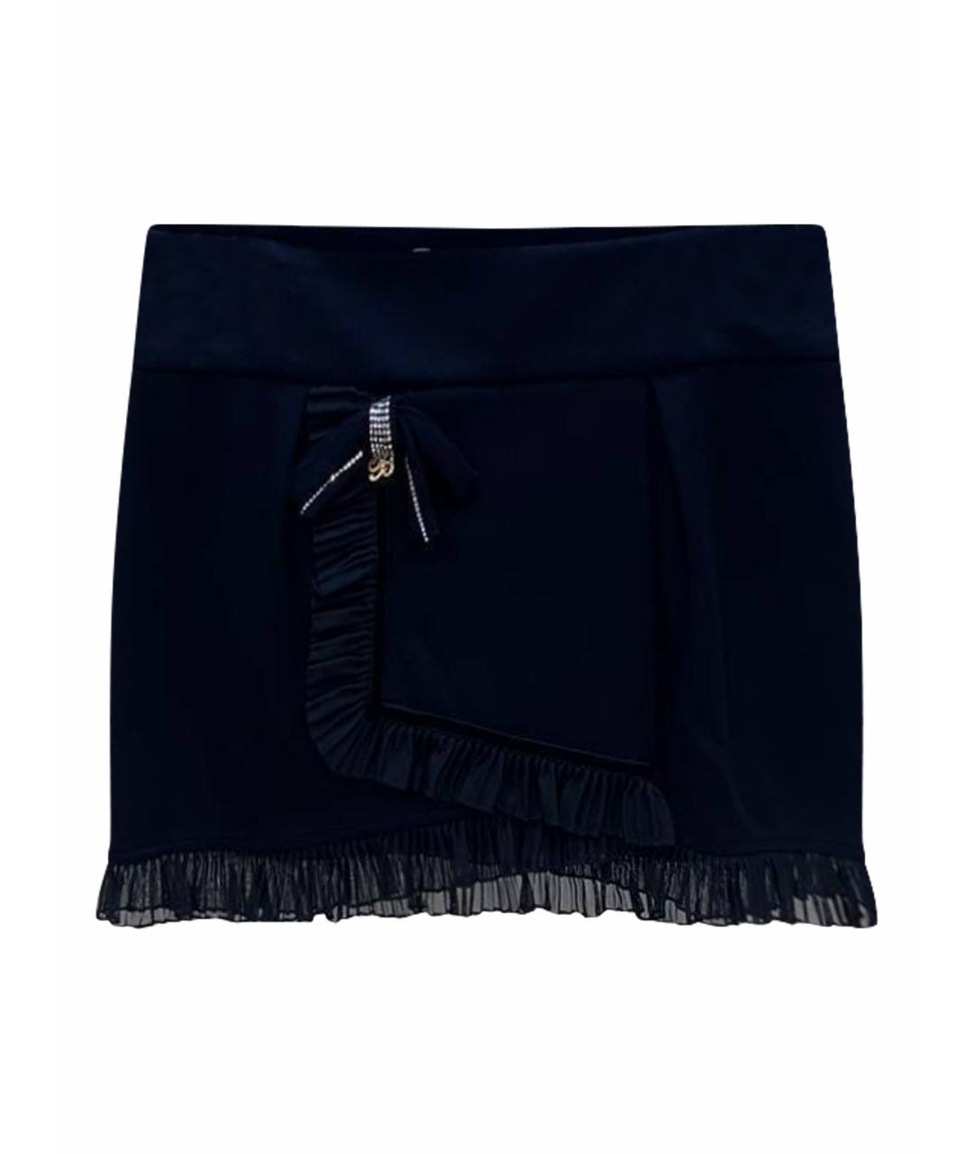 MISS BLUMARINE Темно-синяя вискозная юбка, фото 1