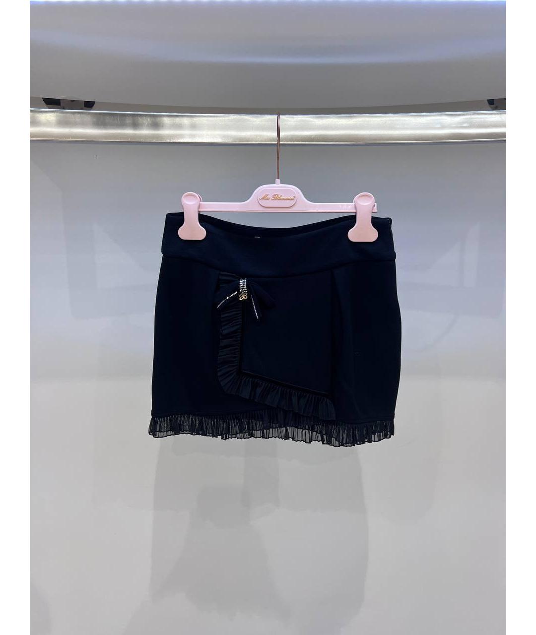 MISS BLUMARINE Темно-синяя вискозная юбка, фото 4