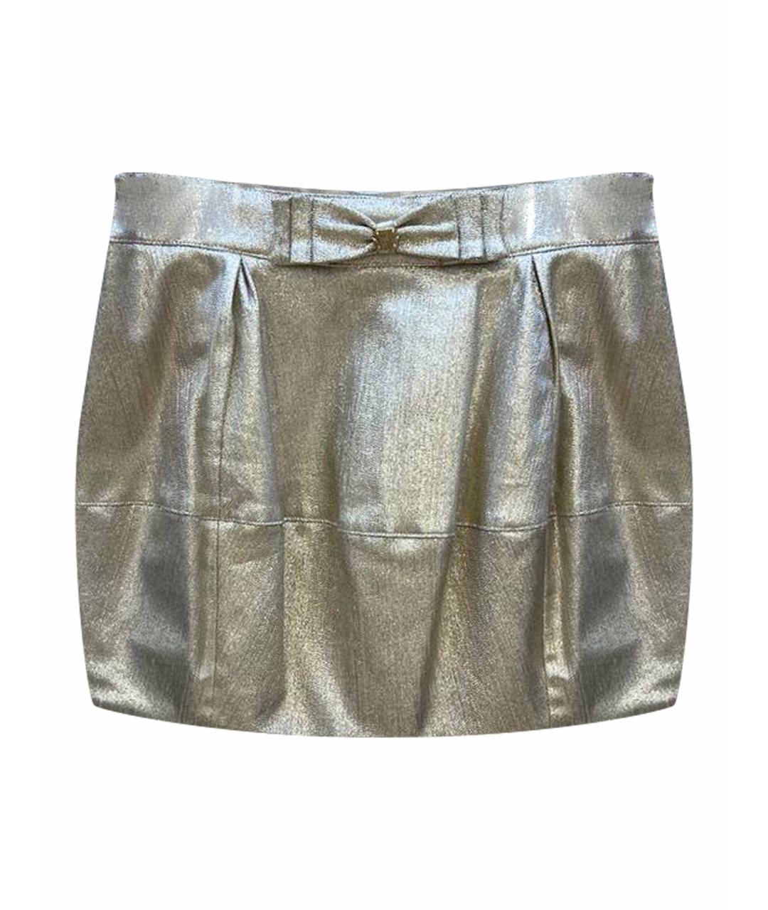 MISS BLUMARINE Золотая хлопковая юбка, фото 1