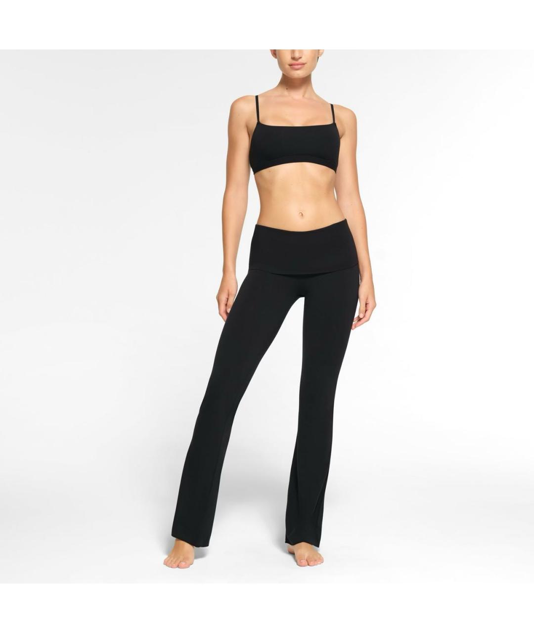 SKIMS Черные хлопко-эластановые брюки узкие, фото 2