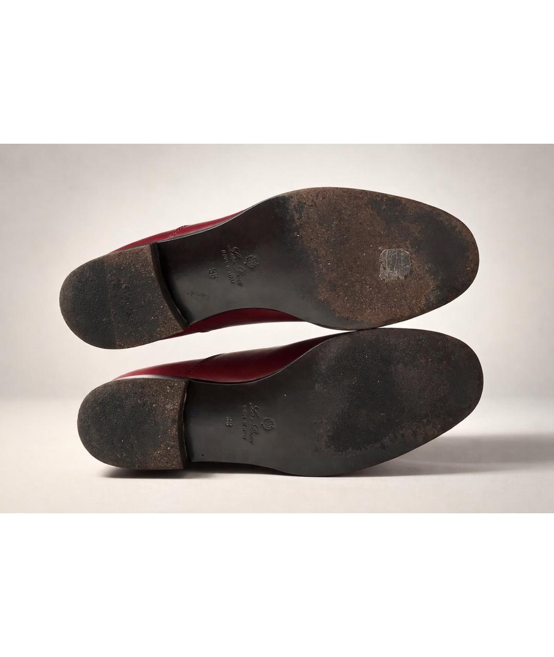 LORO PIANA Бордовые кожаные полусапоги, фото 5