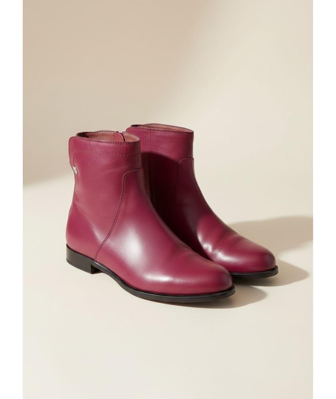 LORO PIANA Бордовые кожаные полусапоги, фото 3