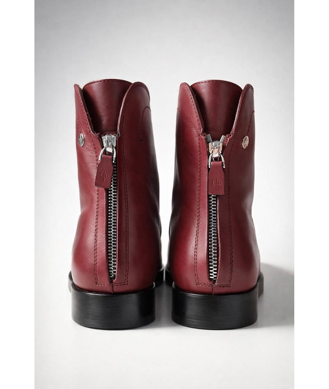 LORO PIANA Бордовые кожаные полусапоги, фото 4