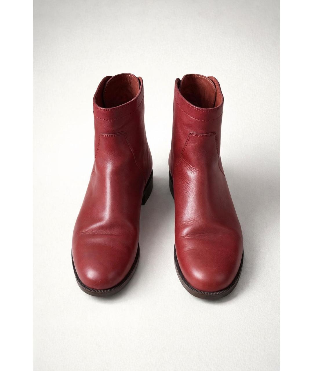 LORO PIANA Бордовые кожаные полусапоги, фото 2