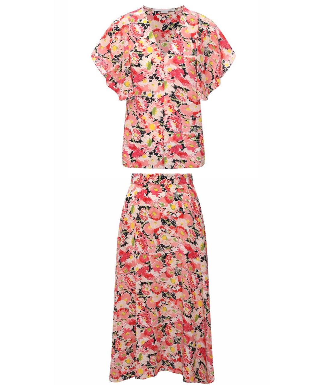 STELLA MCCARTNEY Коралловый шелковый костюм с юбками, фото 1