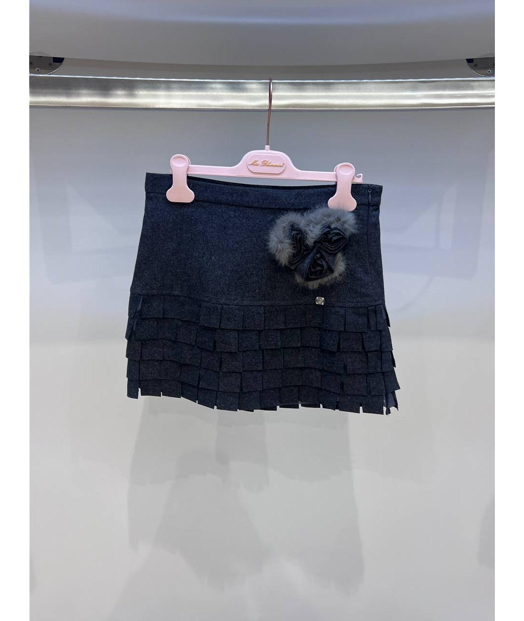 MISS BLUMARINE Темно-синяя полиэстеровая юбка, фото 4