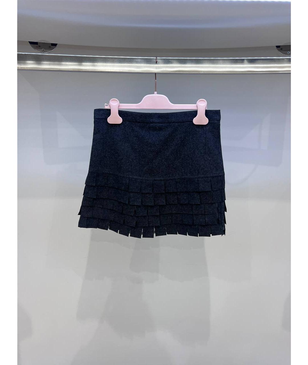 MISS BLUMARINE Темно-синяя полиэстеровая юбка, фото 3