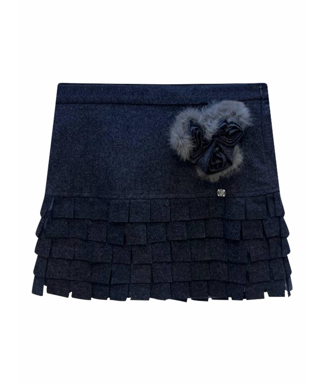 MISS BLUMARINE Темно-синяя полиэстеровая юбка, фото 1