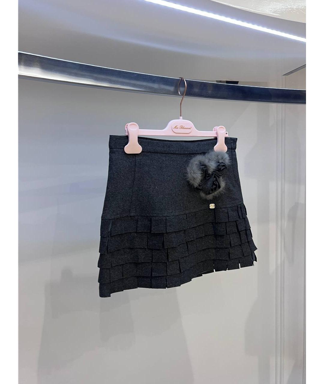 MISS BLUMARINE Темно-синяя полиэстеровая юбка, фото 2