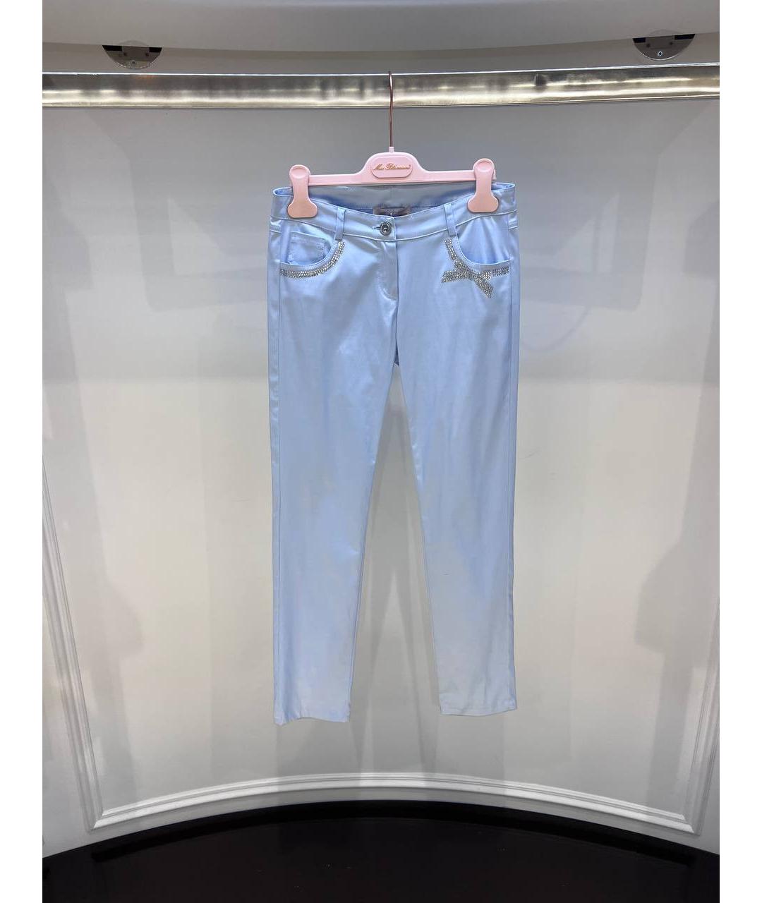 MISS BLUMARINE Голубые хлопковые брюки и шорты, фото 4