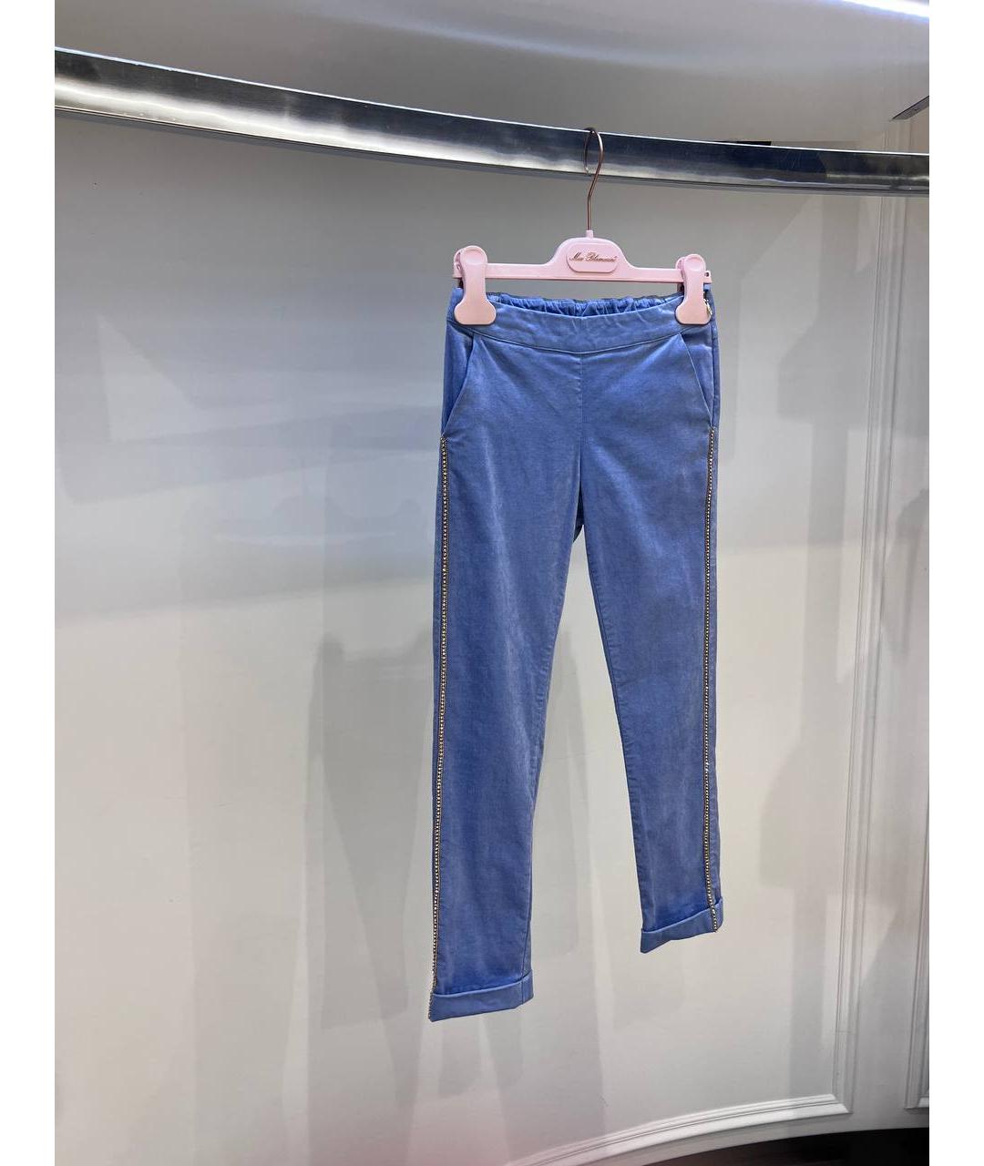 MISS BLUMARINE Голубые хлопковые брюки и шорты, фото 2