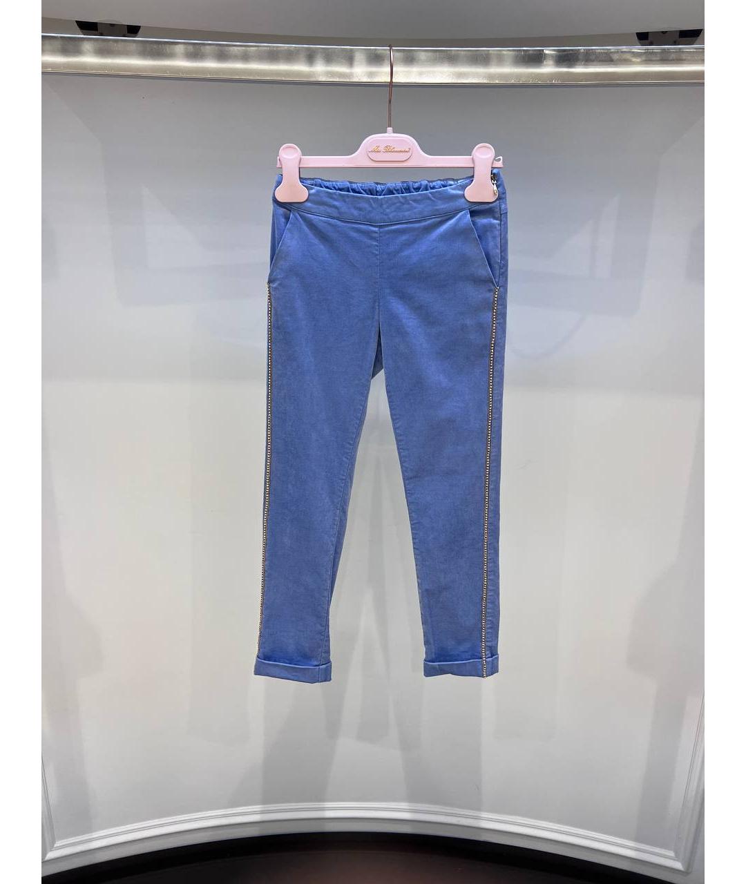 MISS BLUMARINE Голубые хлопковые брюки и шорты, фото 4