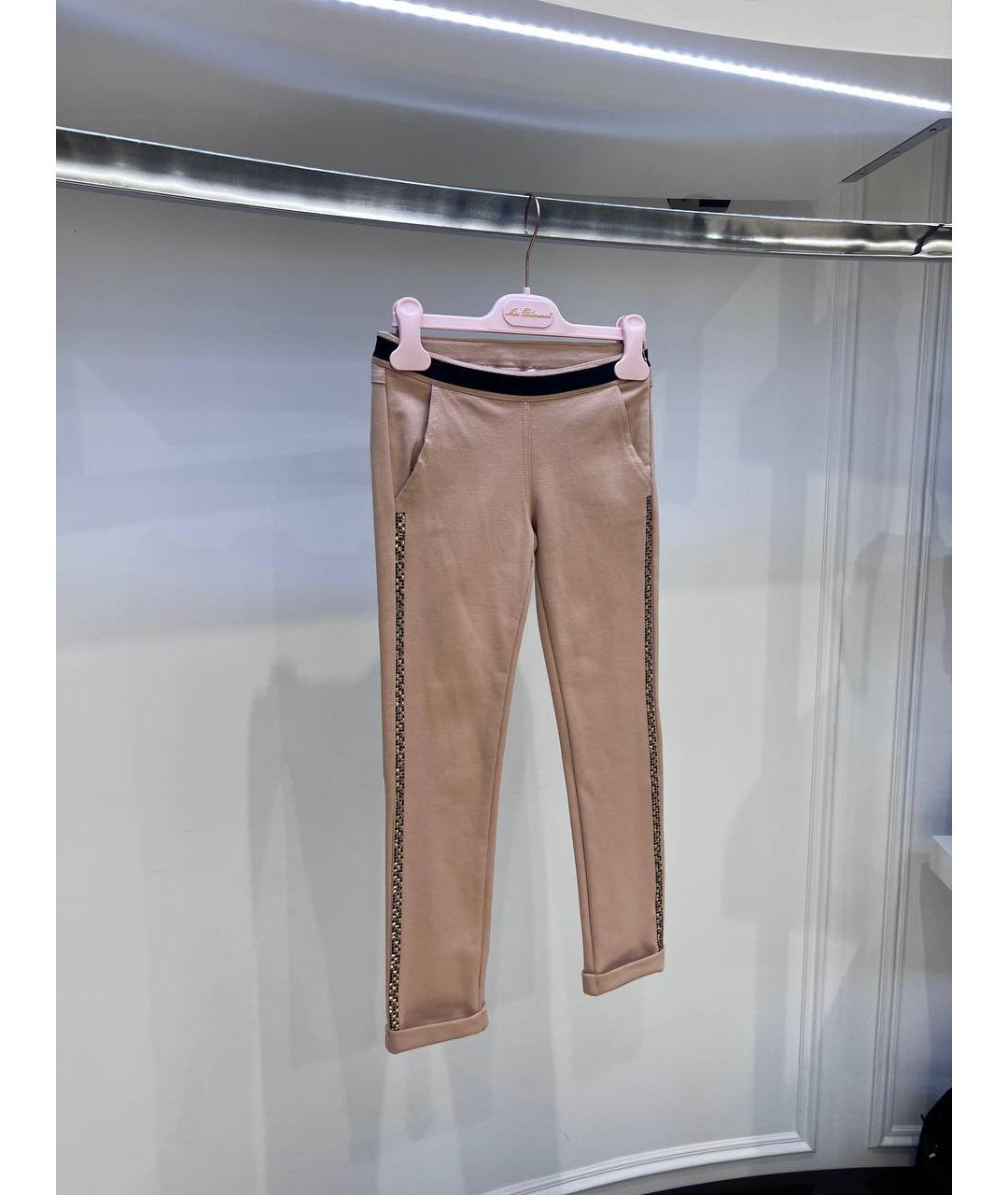 MISS BLUMARINE Бежевые хлопковые брюки и шорты, фото 2