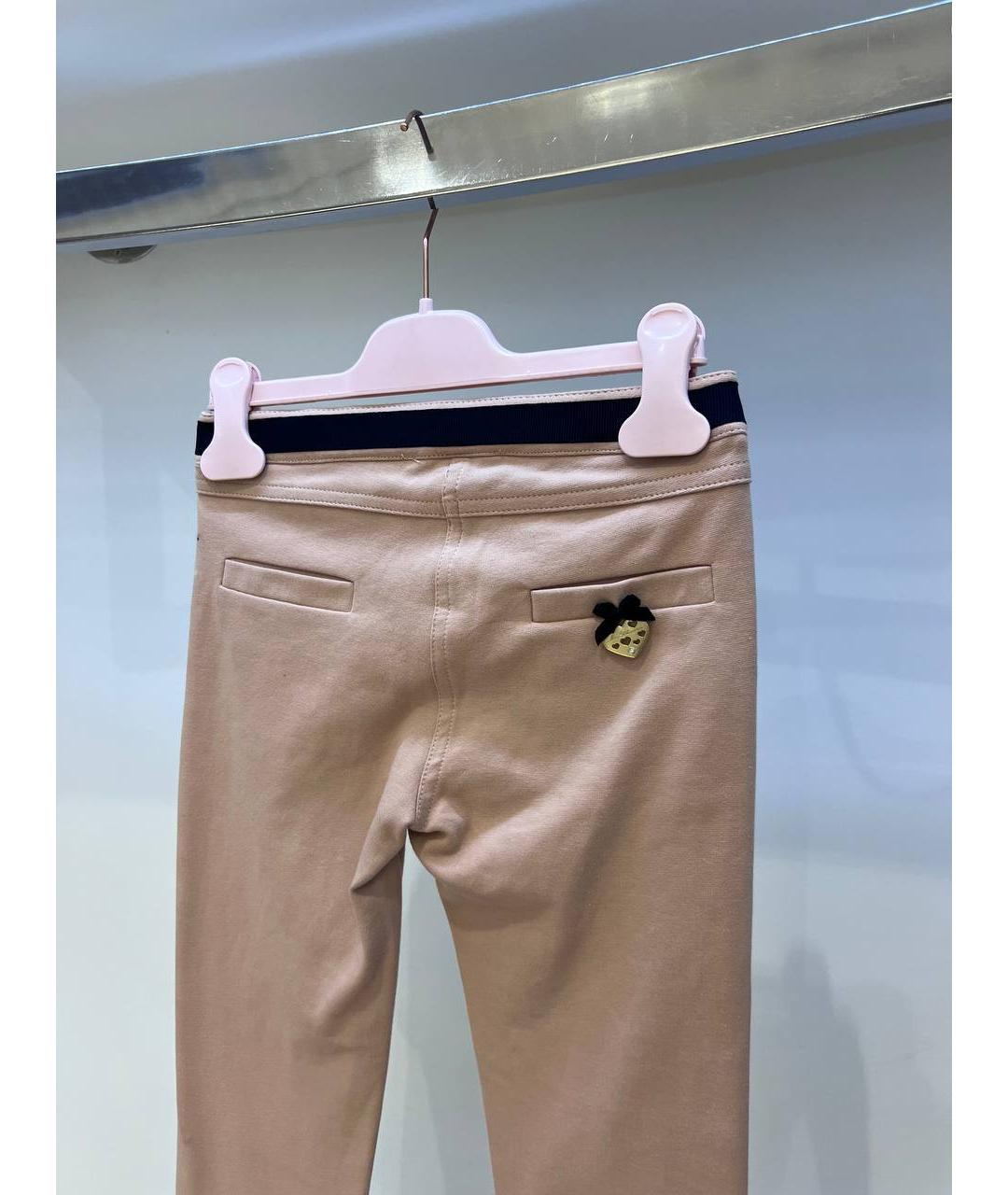 MISS BLUMARINE Бежевые хлопковые брюки и шорты, фото 3