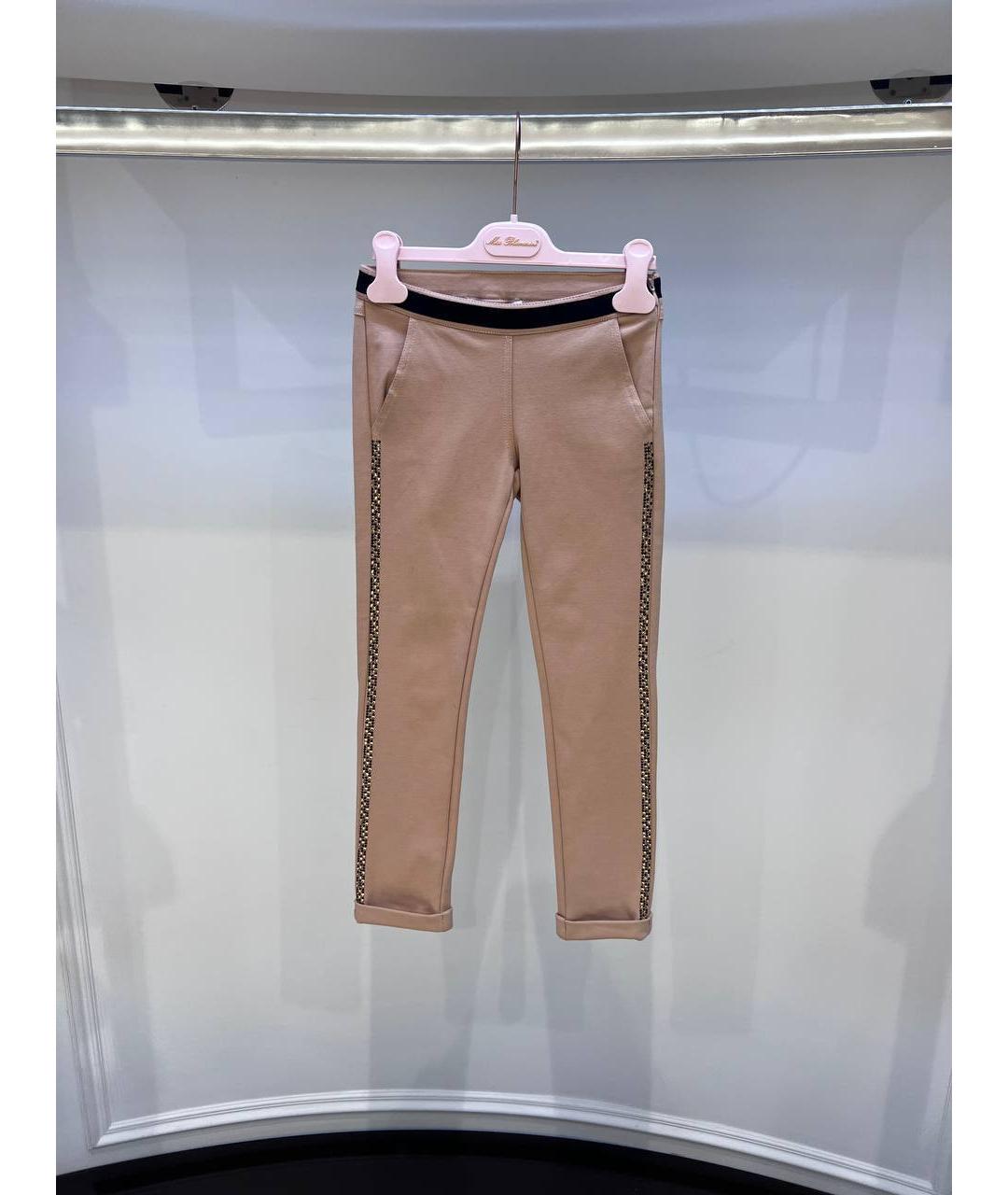 MISS BLUMARINE Бежевые хлопковые брюки и шорты, фото 4