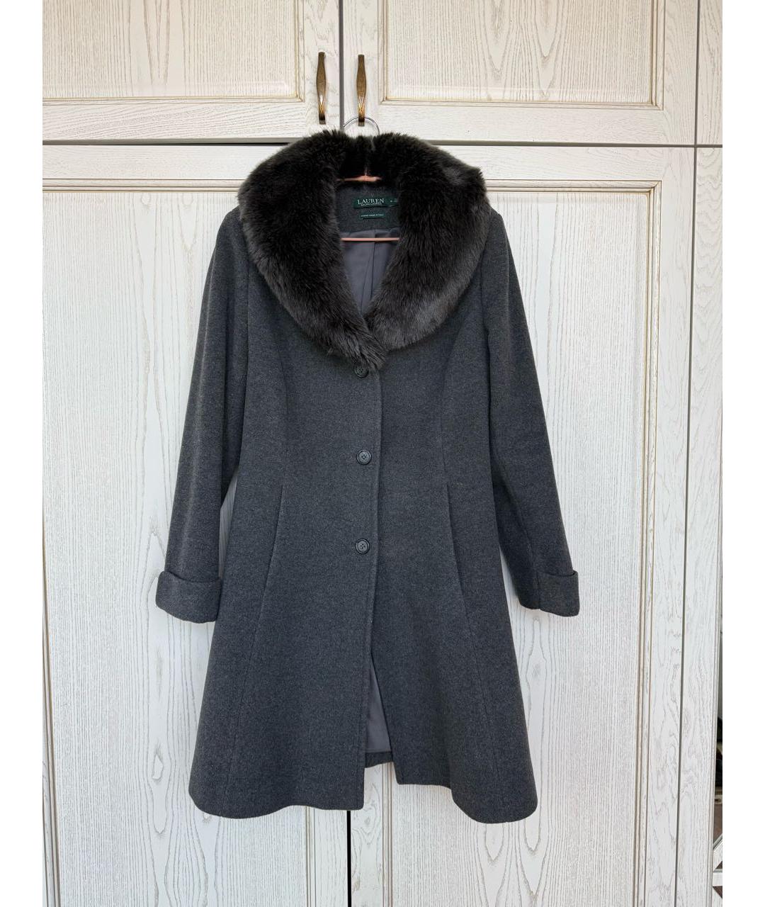 RALPH LAUREN Серое шерстяное пальто, фото 9