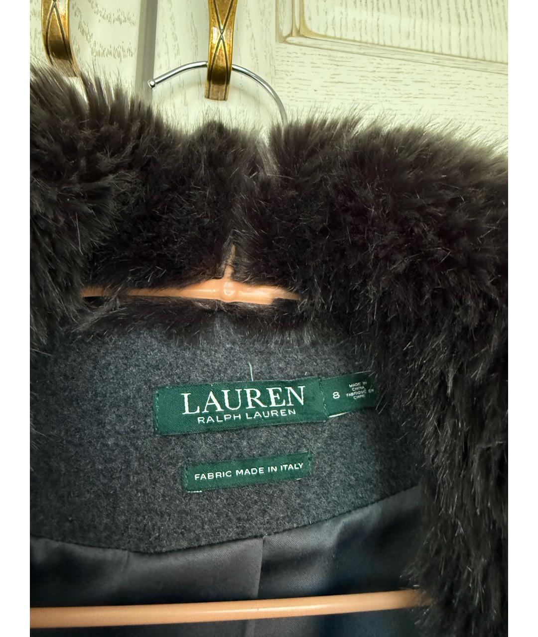 RALPH LAUREN Серое шерстяное пальто, фото 4