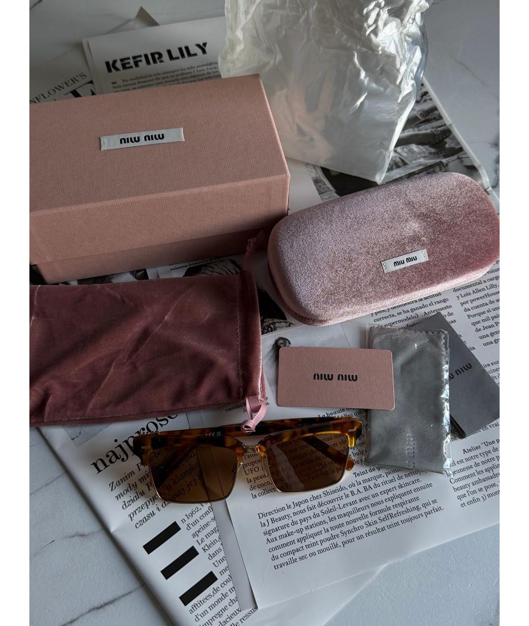 MIU MIU Коричневые пластиковые солнцезащитные очки, фото 5