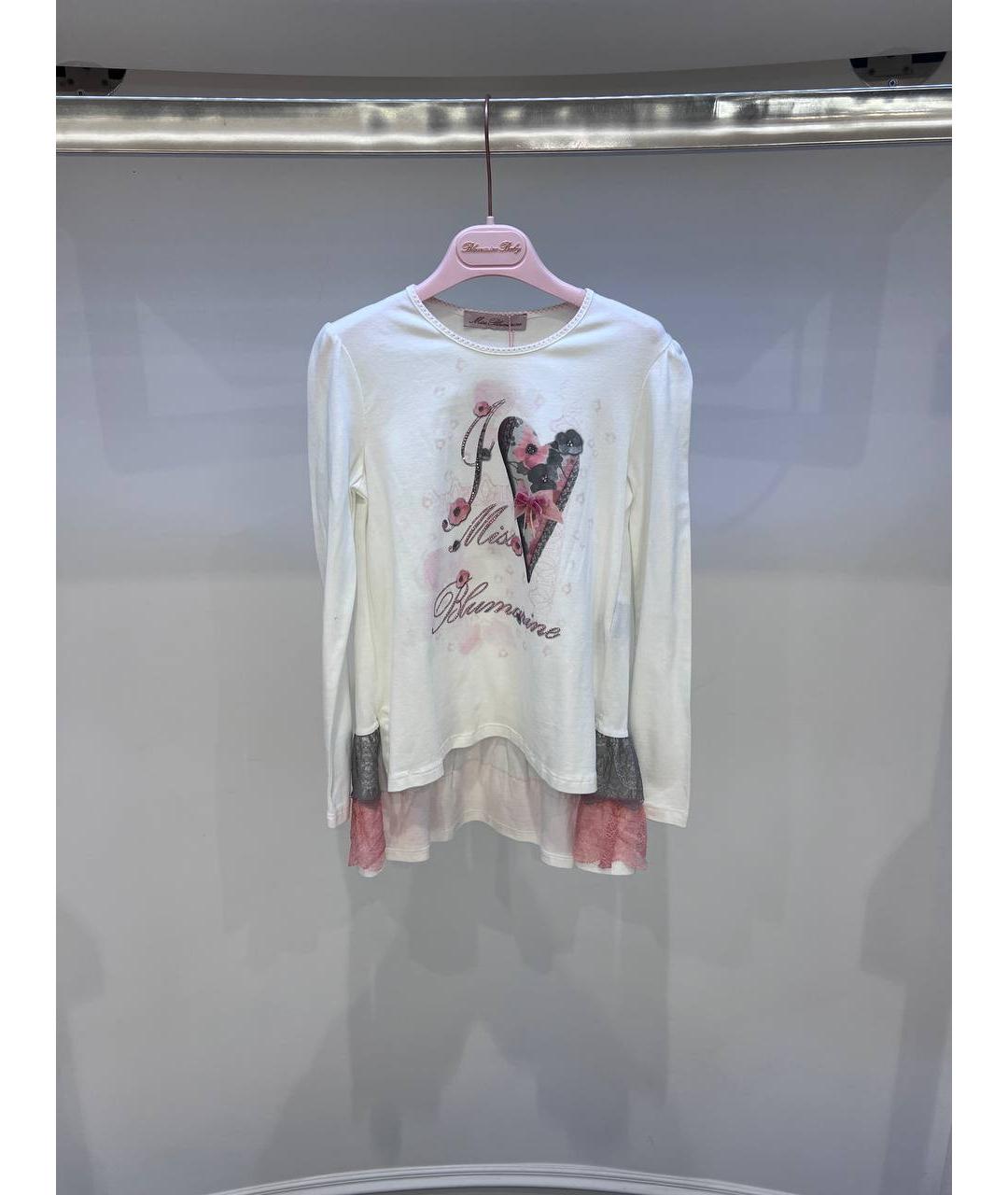 MISS BLUMARINE Белый хлопковый детская футболка / топ, фото 4