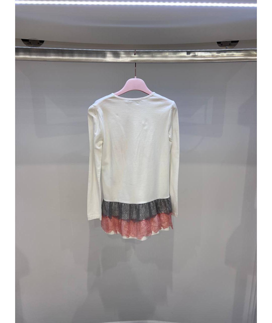 MISS BLUMARINE Белый хлопковый детская футболка / топ, фото 3