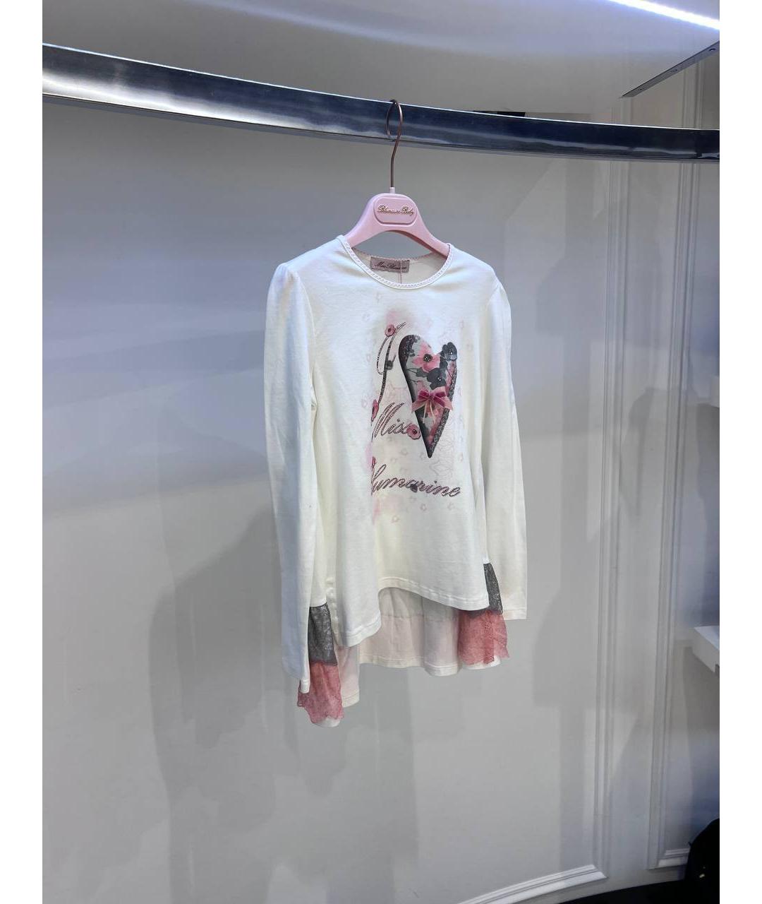 MISS BLUMARINE Белый хлопковый детская футболка / топ, фото 2