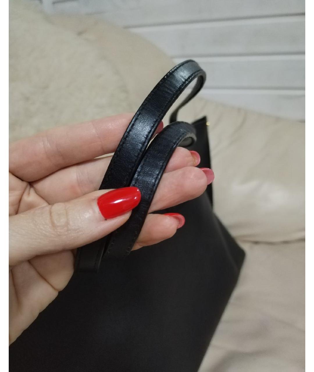 VALENTINO Черная кожаная сумка тоут, фото 6