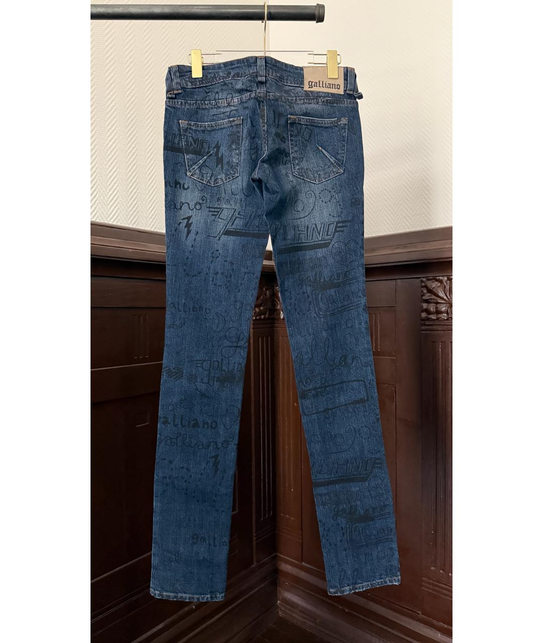 JOHN GALLIANO Синие хлопковые прямые джинсы, фото 2