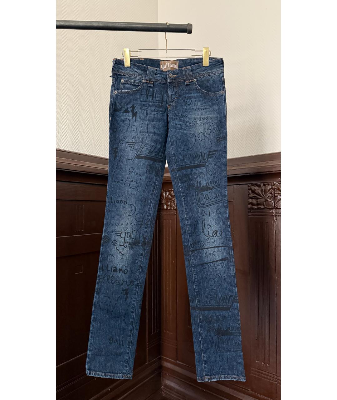 JOHN GALLIANO Синие хлопковые прямые джинсы, фото 7