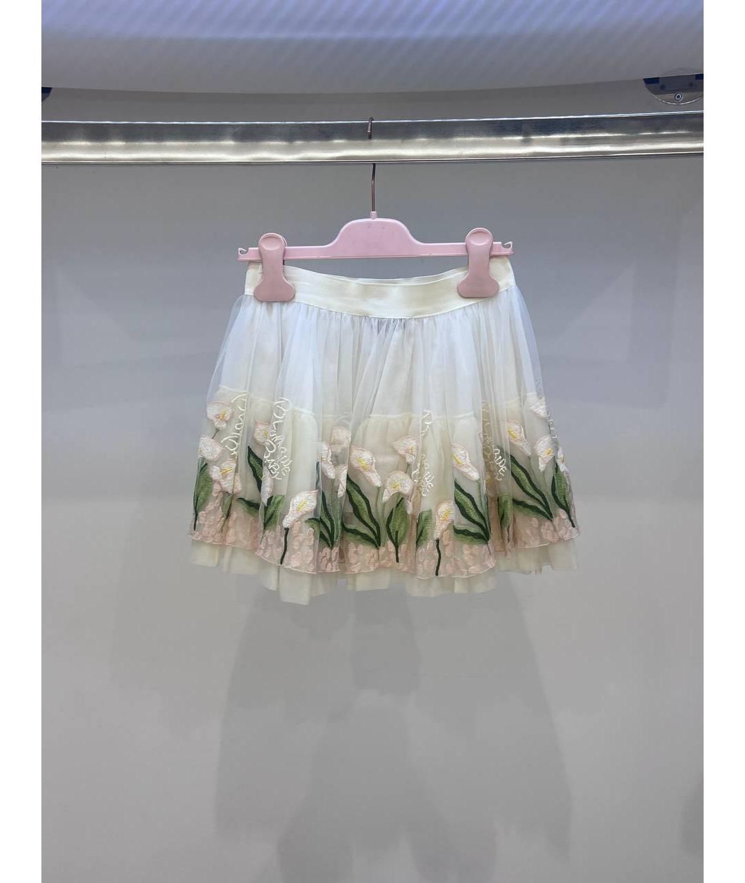 MISS BLUMARINE Белая синтетическая юбка, фото 3