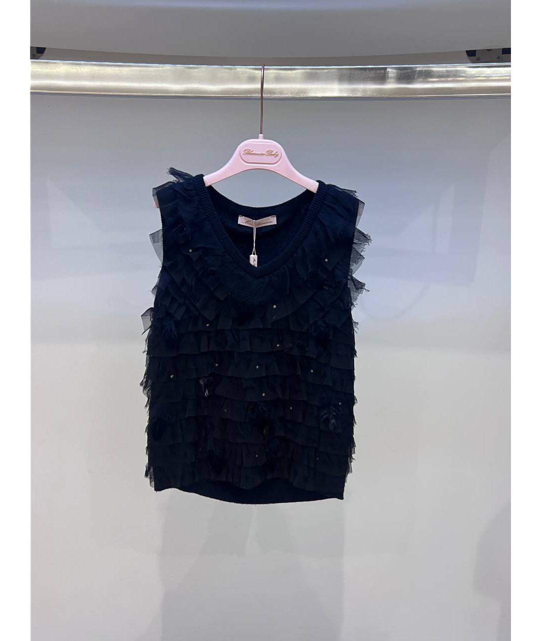 MISS BLUMARINE Темно-синий вискозный жакет / жилет, фото 4